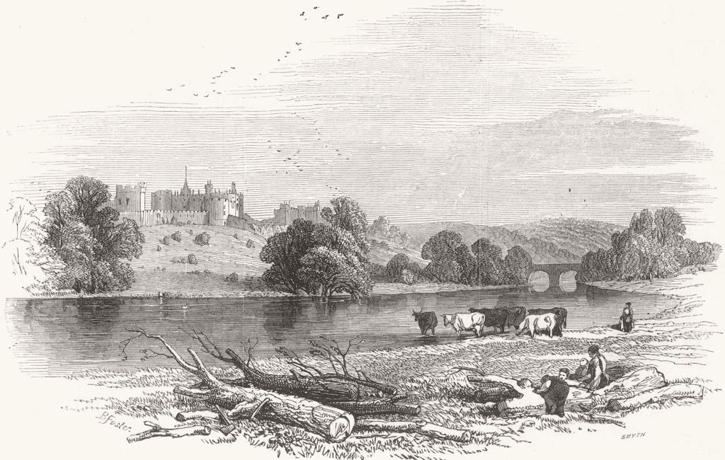 NORTHUMBS. Alnwick Castle(Duke of Northumberland) 1847 old antique print