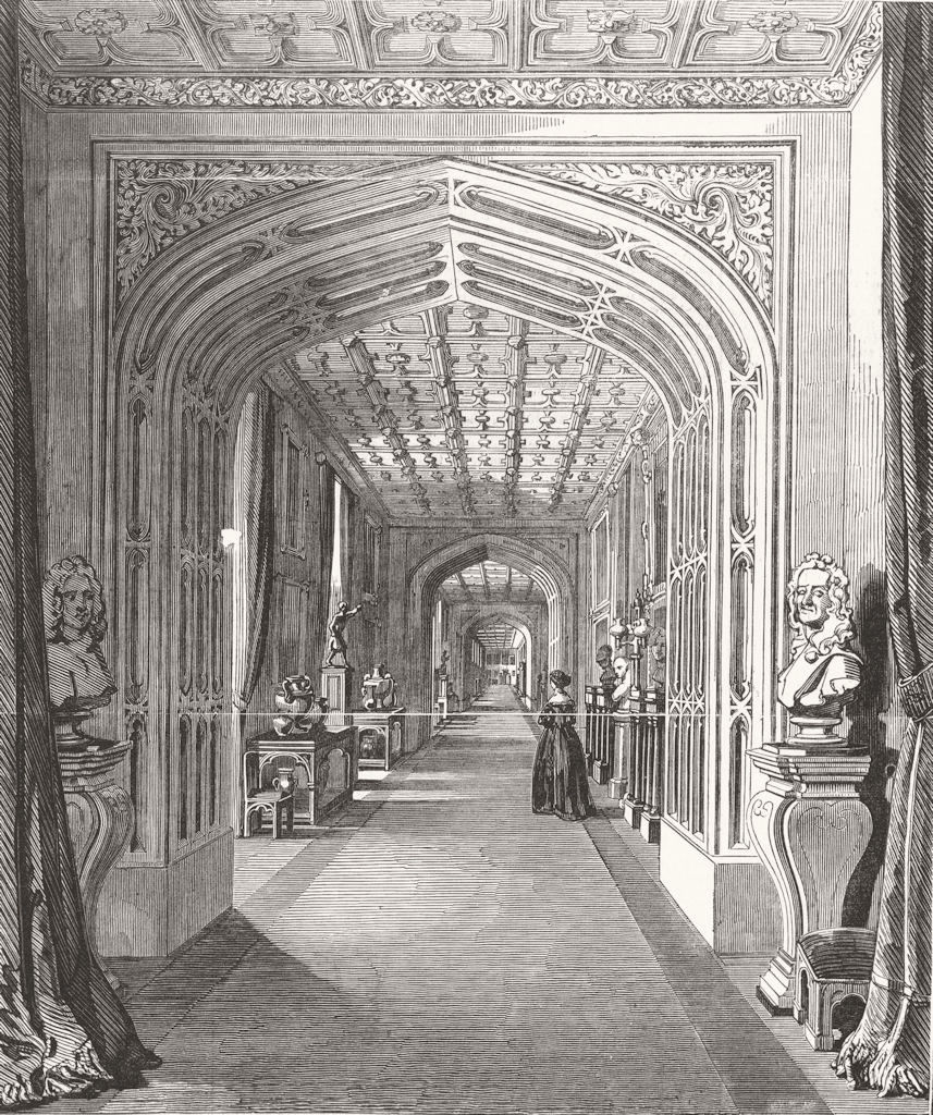 BERKS. Windsor Castle. Windsor Castle. Corridor 1847 old antique print picture