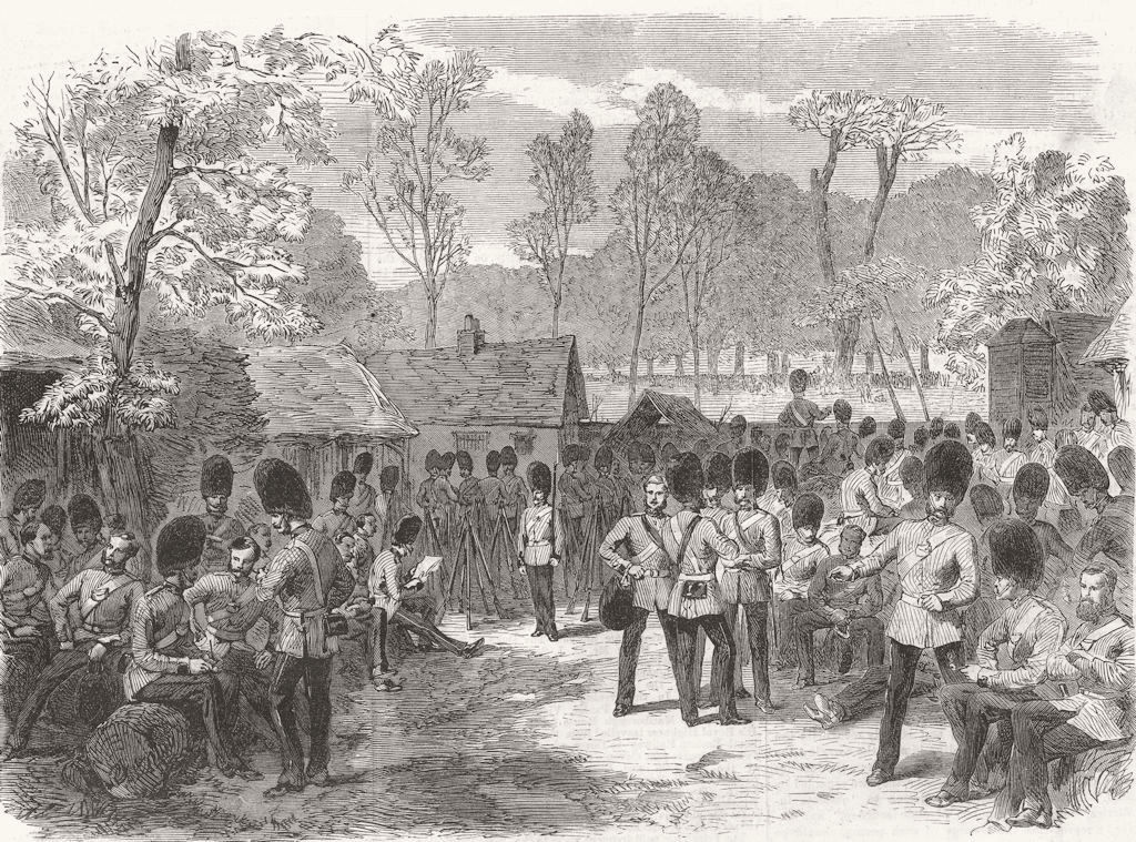 Associate Product MILITARIA. Grenadier Guards, Magazine Barracks 1867 old antique print picture