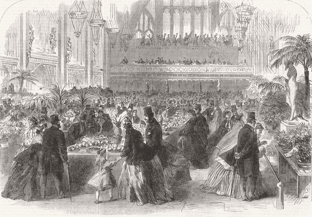 LONDON. United Horticultural Society expo, Guildhall 1865 old antique print