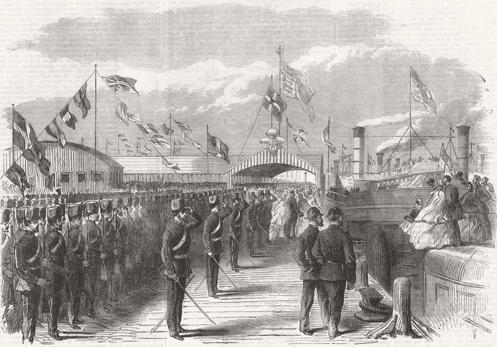 LANCS. Departure of Prince of Wales, Liverpool 1865 old antique print picture