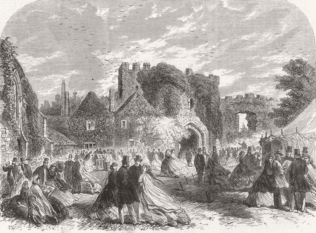 Associate Product Archaeological Society meeting at Amberley Castle, Sussex 1865 old print