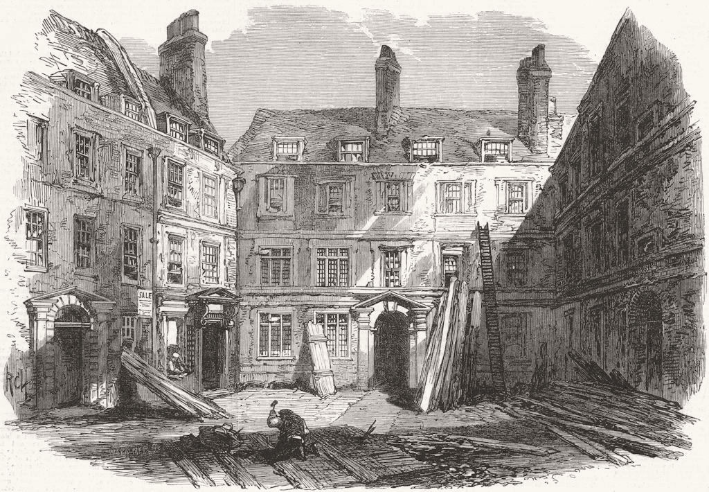 LONDON. Demolition of Doctors Commons. Gt Quad 1867 old antique print picture