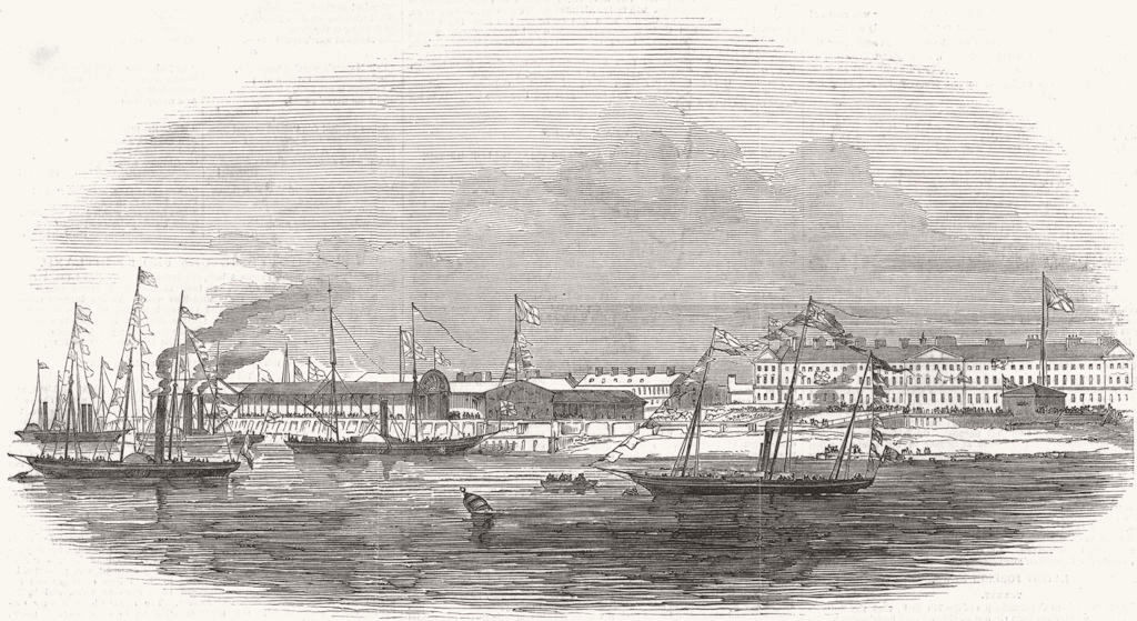 LANCS. Royal Yachts, Anchor, Fleetwood Harbour 1847 old antique print picture