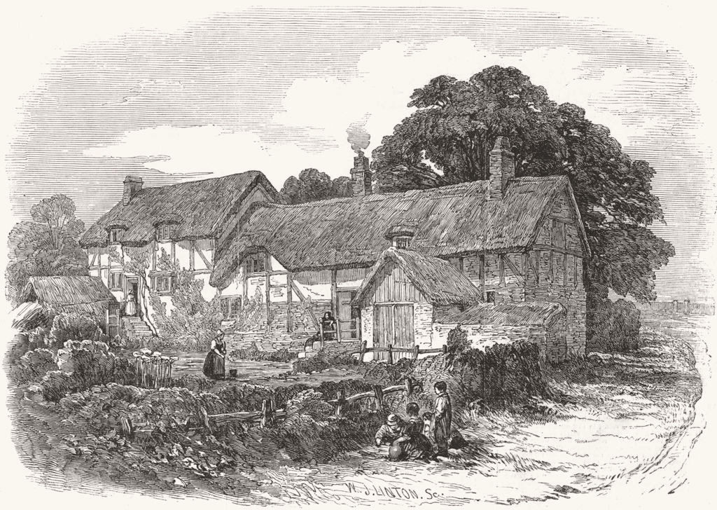 WARCS. Stratford. Anne Hathaway's Cottage, Shottery 1847 old antique print
