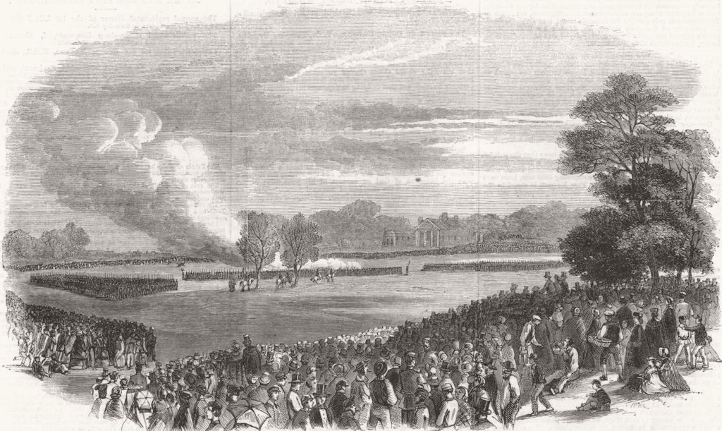 LONDON. Volunteer field day, Regent's Park 1861 old antique print picture