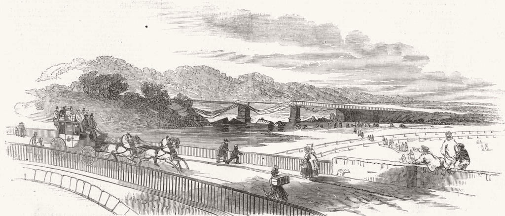 CHESHIRE. Railway accident, Chester-Dee Viaduct 1847 old antique print picture