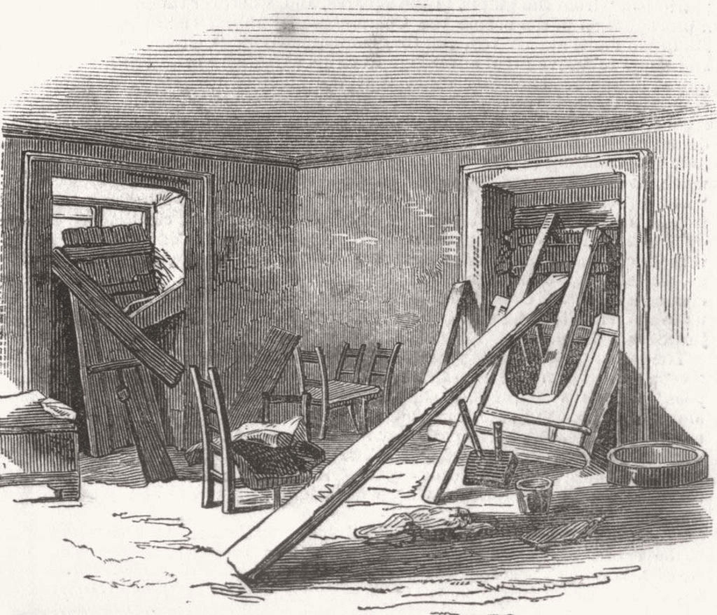 IRELAND. Room, Widow M'cormack's House Barricaded 1848 old antique print