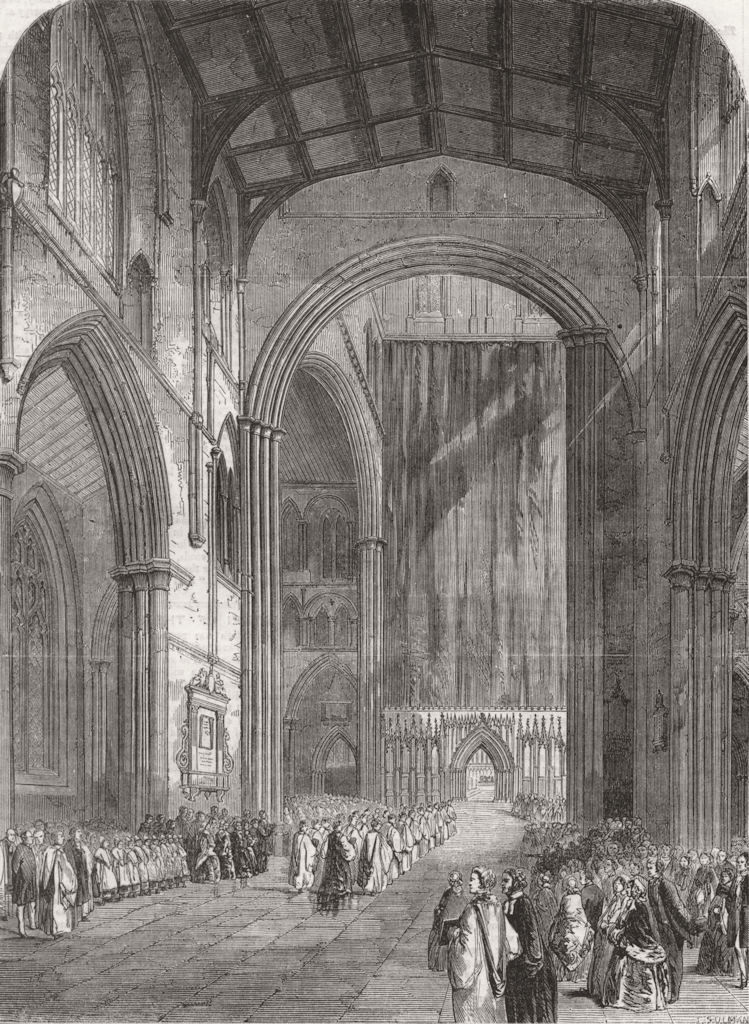 YORKS. Installation, Bishop of Ripon. Cathedral 1857 old antique print picture