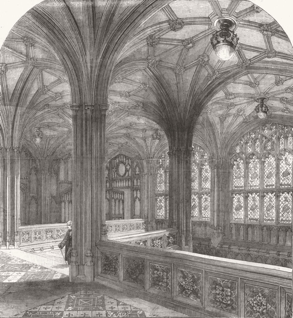 LONDON. Houses of Parliament-Peers stairs 1857 old antique print picture