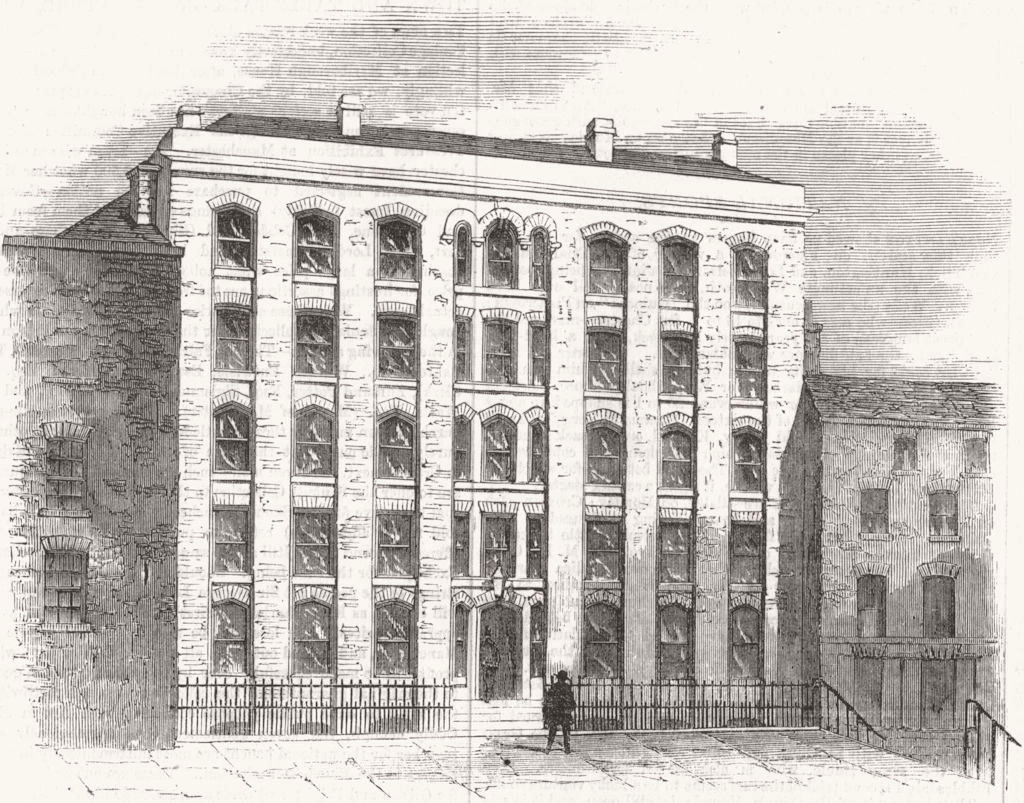 LONDON. Strand Buildings, Eagle-Ct 1857 old antique vintage print picture