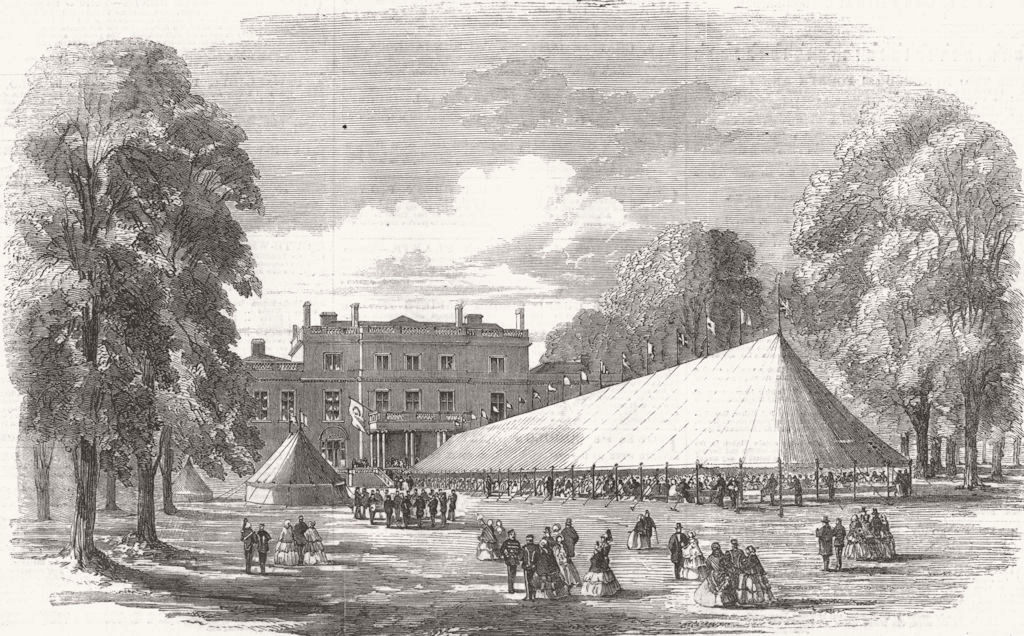WILTS. Marquis of Ailesbury's Fete, Tottenham Park 1858 old antique print