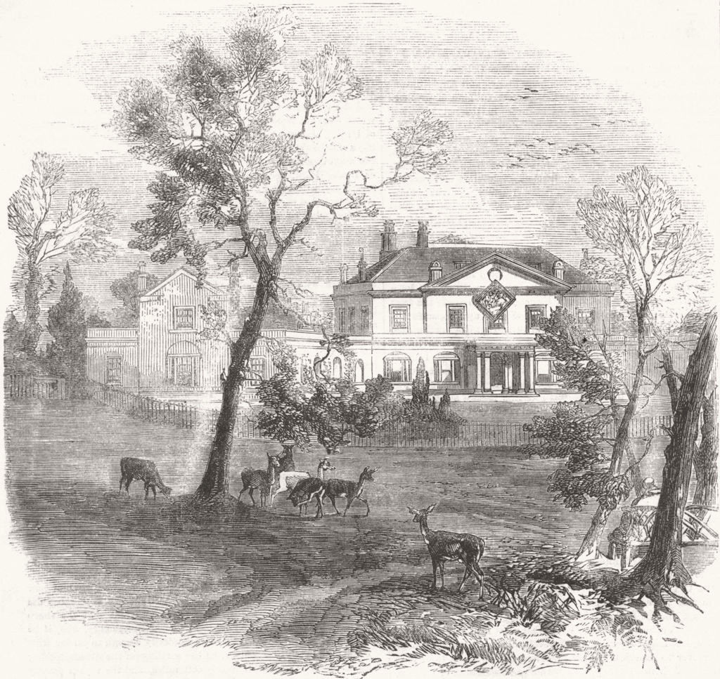 LONDON. White Lodge(Ranger's), Richmond Park 1858 old antique print picture