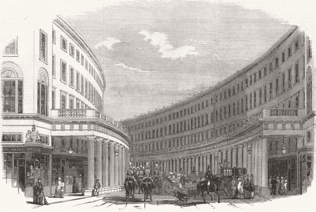 LONDON. Regent's Quadrant. Quadrant, from Vigo St 1848 old antique print