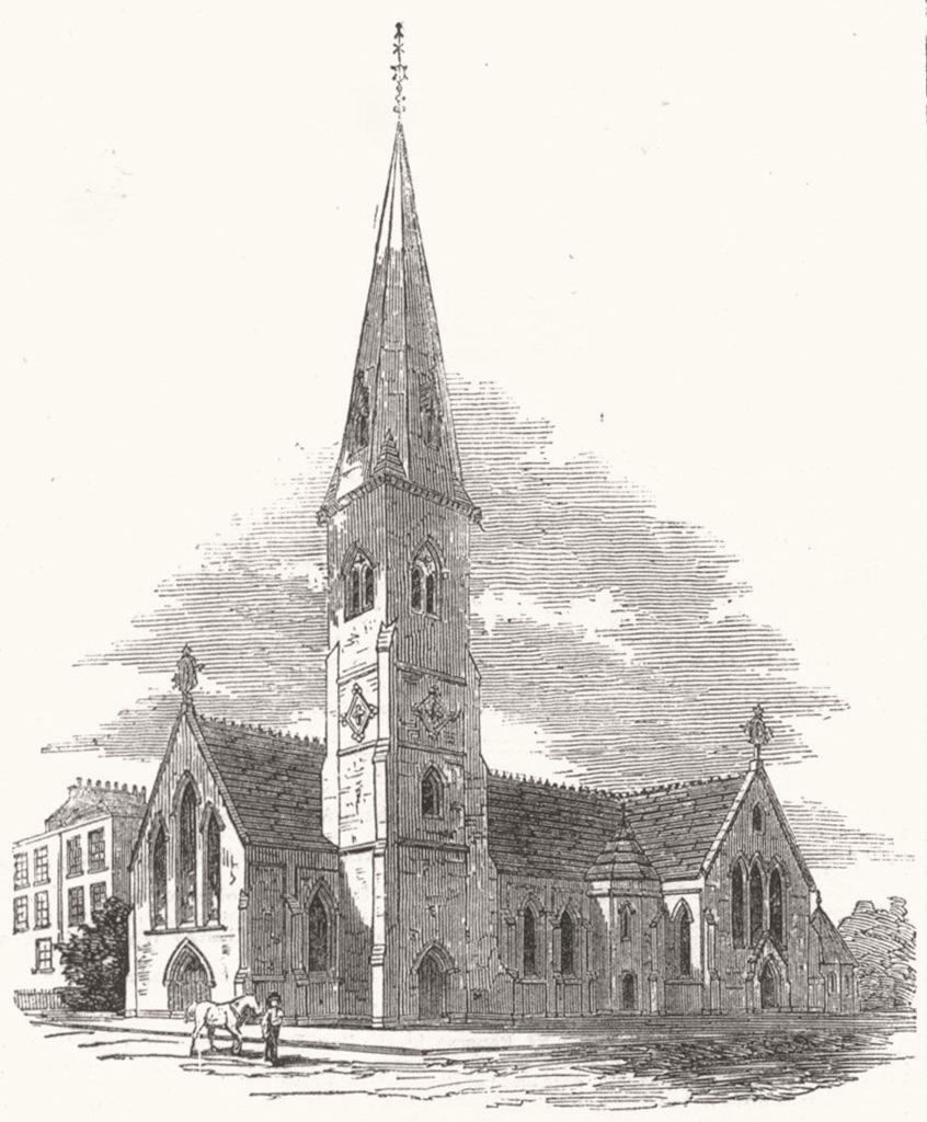 LONDON. New Church of St Mark, Tollington Park,  1854 old antique print