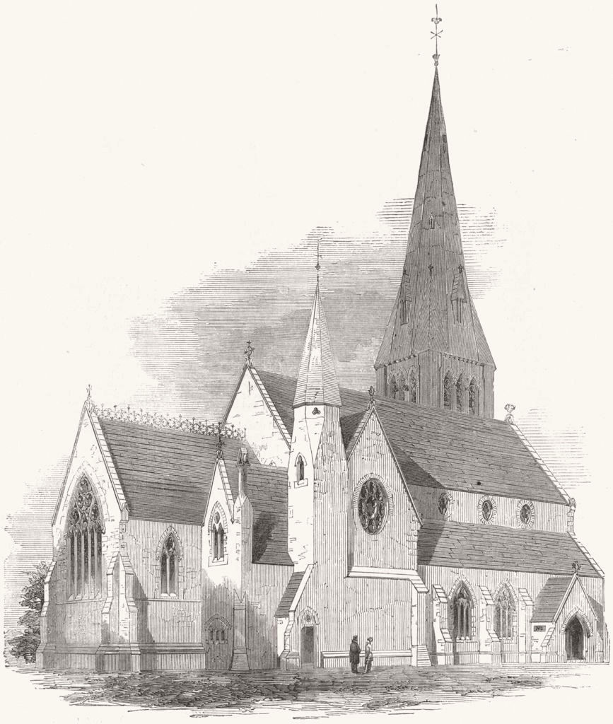 Associate Product WALES. St Marks Church, Wrexham 1858 old antique vintage print picture