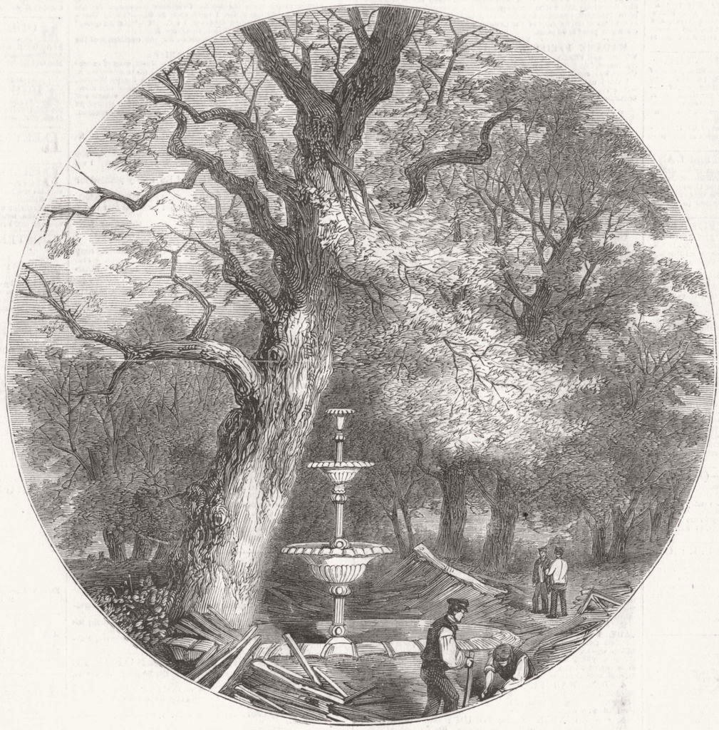 Associate Product LONDON. Crystal Palace, Hyde Park. Fountain, Transept 1852 old antique print