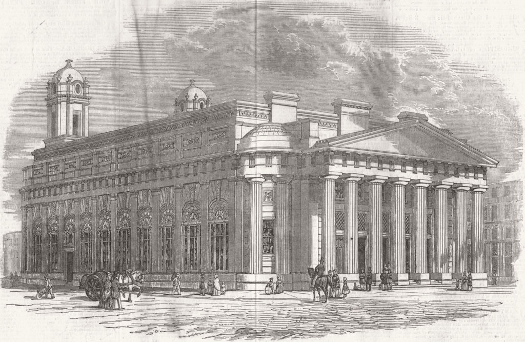 LANCS. The new exchange, Manchester 1849 old antique vintage print picture