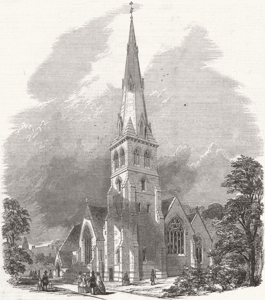 DORSET. St Stephen Martyr church, Ave Rd, Portland 1849 old antique print