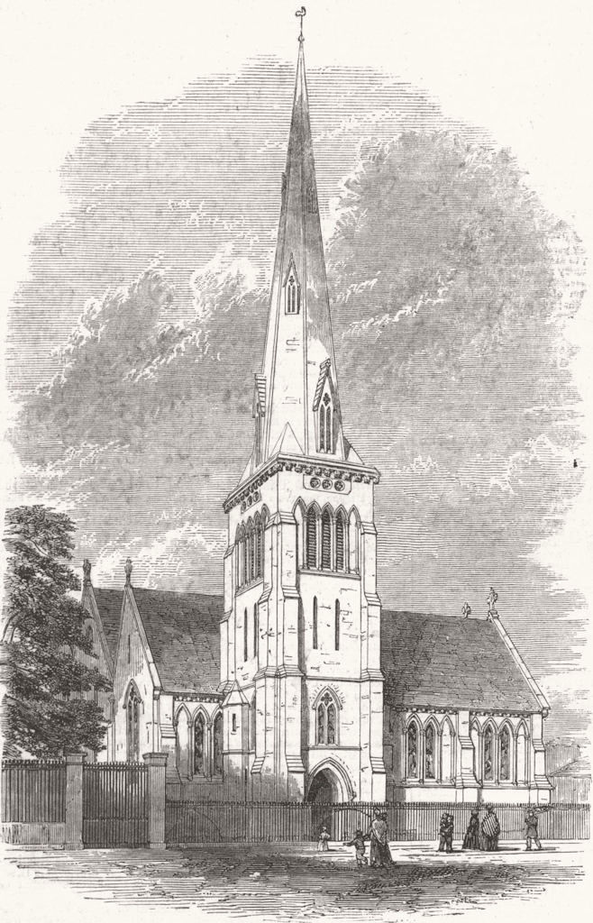 LONDON. New Church, St Rd-St Luke's 1848 old antique vintage print picture