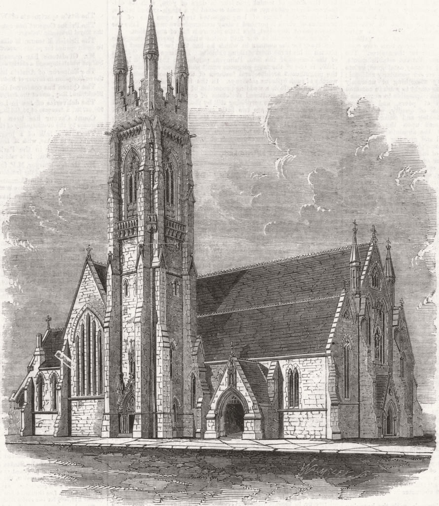 IRELAND. Catholic Cathedral, Limerick 1860 old antique vintage print picture