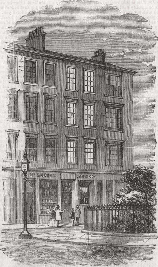 SCOTLAND. House, L'Angelier died, Franklin Place 1857 old antique print