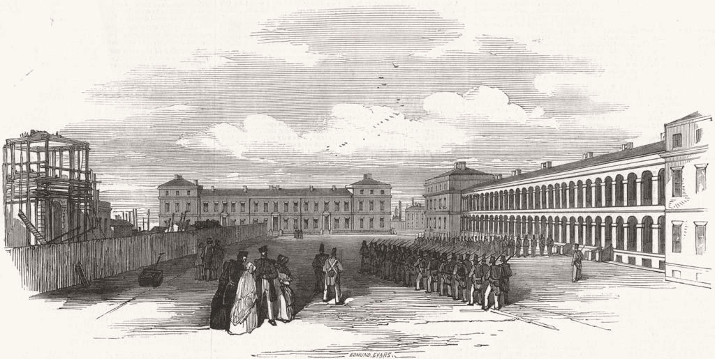 Associate Product LONDON. new royal Marine Barracks, Woolwich 1848 old antique print picture
