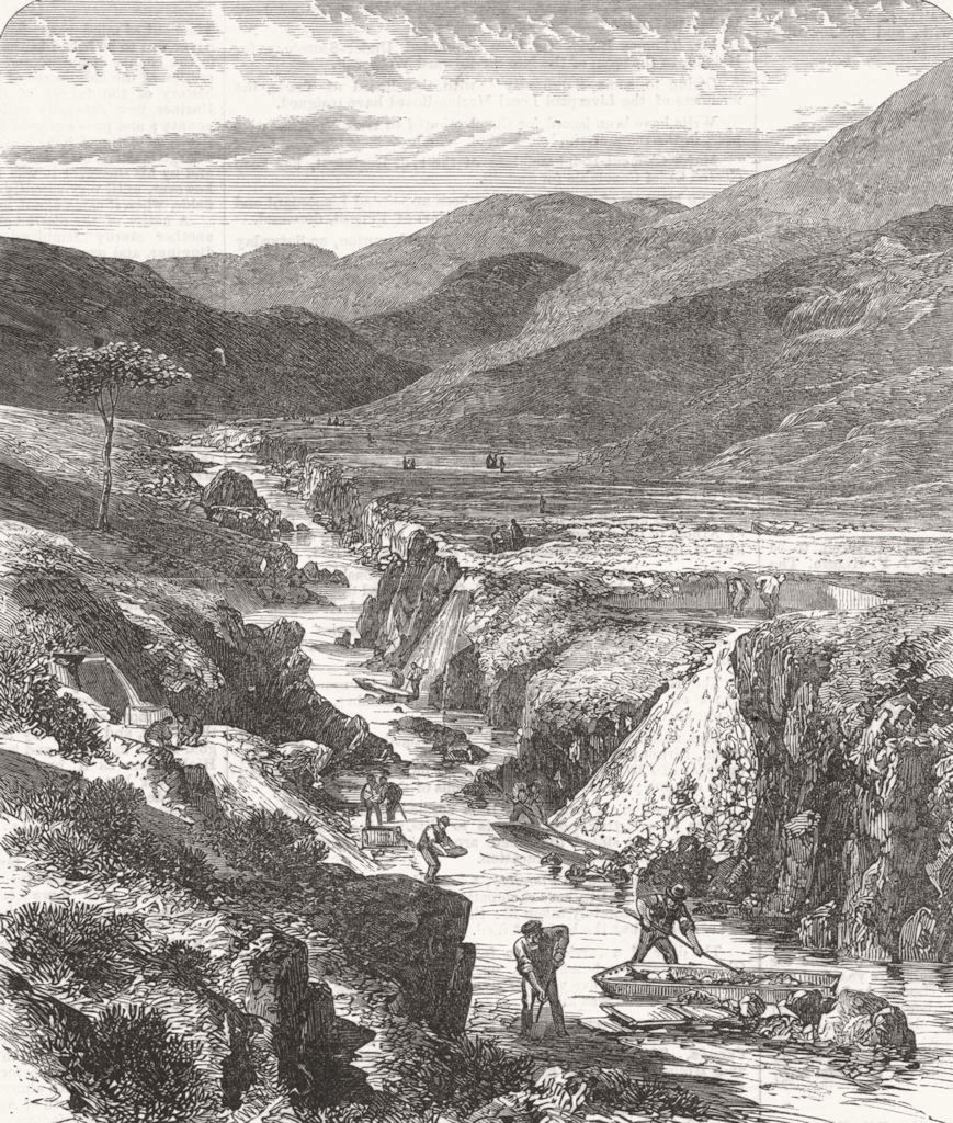 SCOTLAND. Sutherland Gold Diggings. Kildonan Burn 1869 antique print