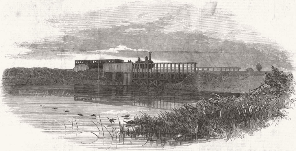 WARCS. Bridge over reservoir, Solihull 1853 old antique vintage print picture