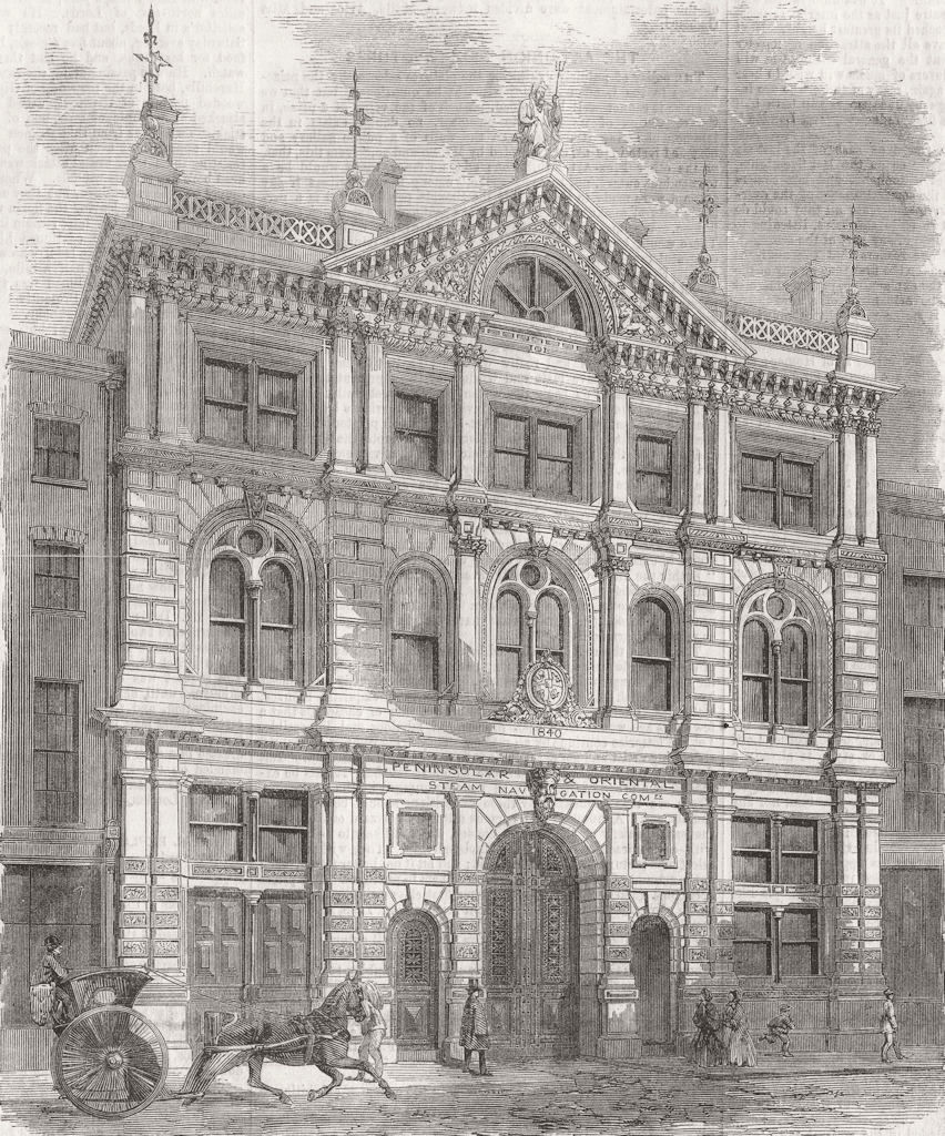 LONDON. P&O offices 1859 old antique vintage print picture
