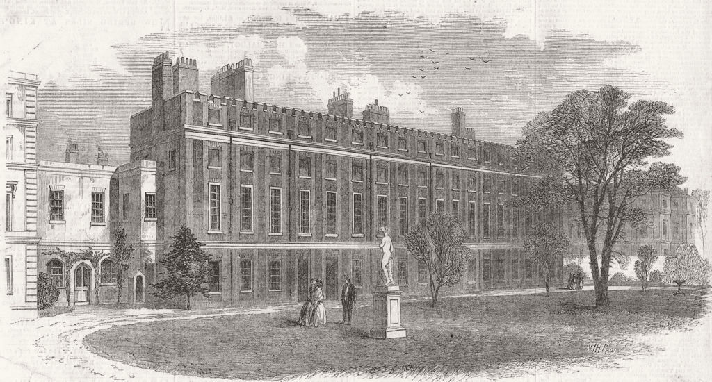 LONDON. Garden front of St Jamess Palace 1858 old antique print picture