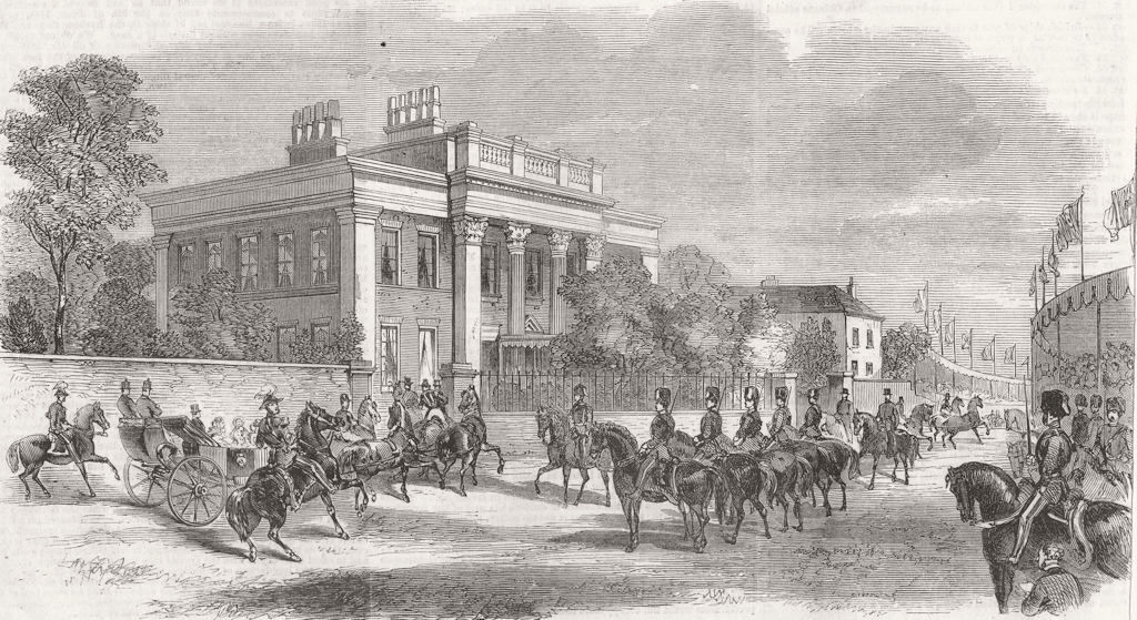 YORKS. Arrival of Queen, Woodsley House 1858 old antique vintage print picture