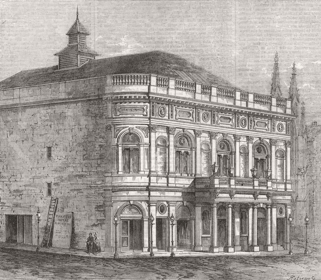 SCOTLAND. new Theatre Royal, Edinburgh 1865 old antique vintage print picture