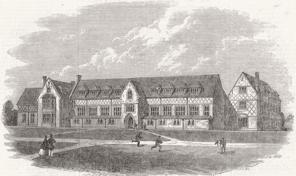 SURREY. Surrey Co School, Cranley, nr Guildford 1865 old antique print picture