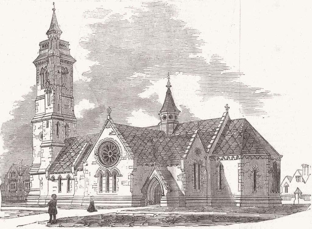 Associate Product DURHAM. New Church, West Hartlepool 1854 old antique vintage print picture
