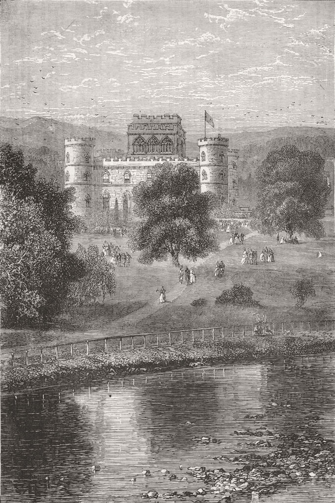 SCOTLAND. Inverary Castle & river Aray 1871 old antique vintage print picture
