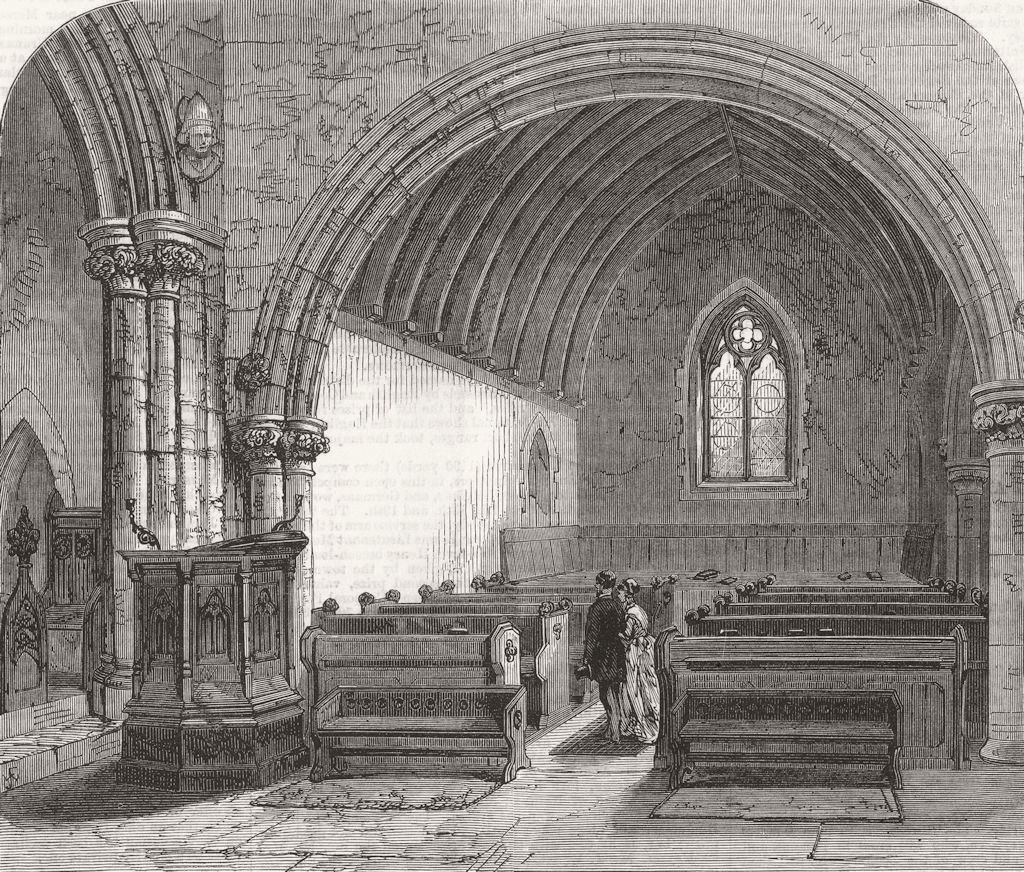 Associate Product LANCS. Lord Derby's Pew, Knowsley Church 1869 old antique print picture