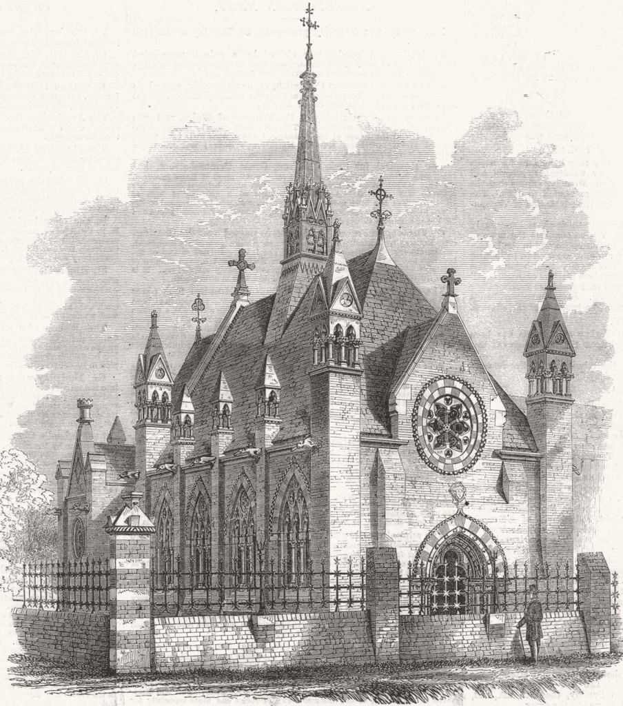 ESSEX. Orphanage chapel, Snaresbrook 1863 old antique vintage print picture