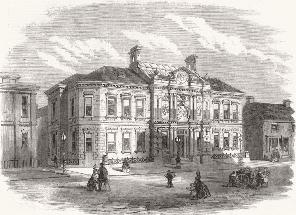 STAFFS. Wedgwood Memorial Institute, Burslem 1863 old antique print picture