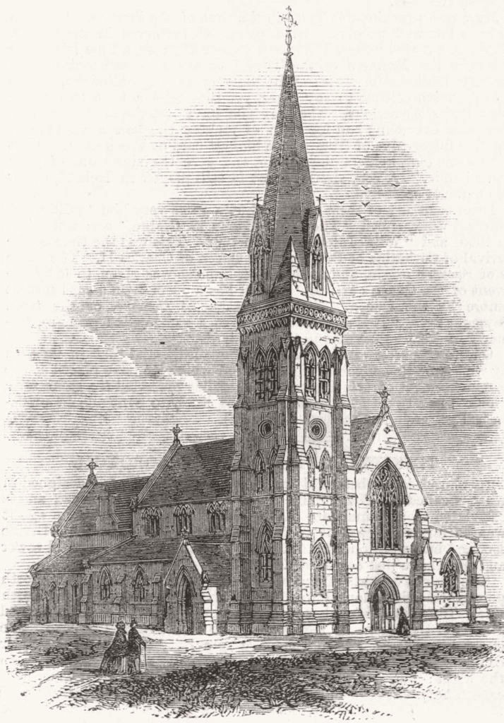 YORKS. Trinity Church, Knaresborough 1863 old antique vintage print picture