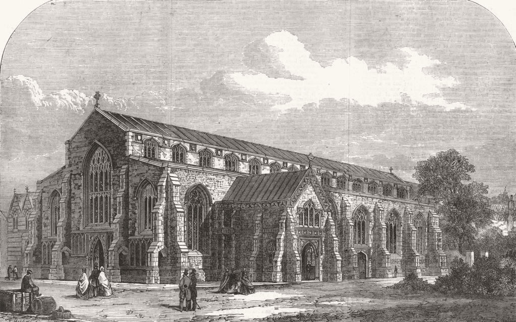 Associate Product NORFOLK. St Andrew's Hall, Norwich, restored 1863 old antique print picture