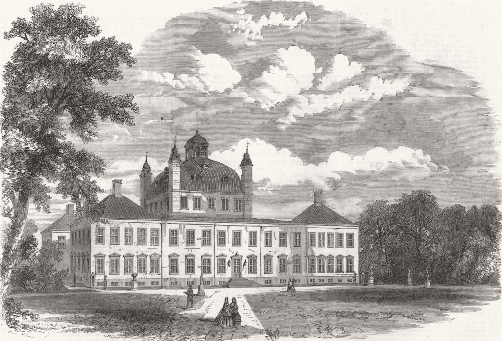 DENMARK. Royal Visit. Fredensborg Castle 1864 old antique print picture