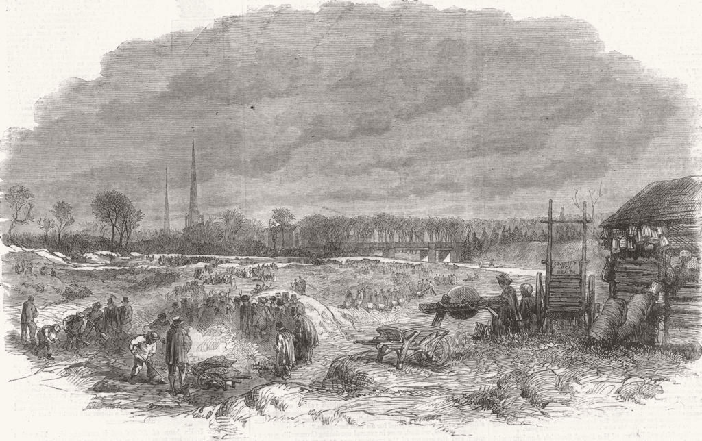 Associate Product WARCS. Weavers levelling Witley Common, Coventry 1861 old antique print