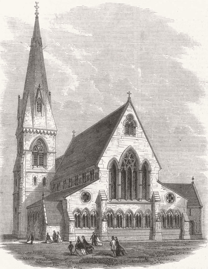 LANCS. St Saviour's Church, Bacup, Lancashire 1865 old antique print picture