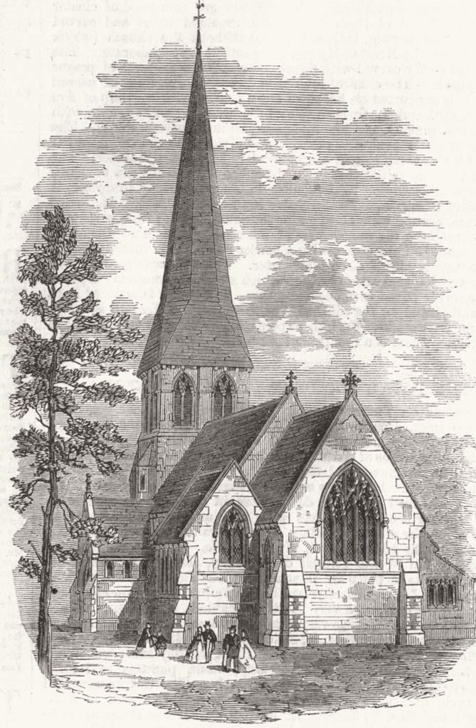 Associate Product HERTS. St Paul's Church, Langleybury 1865 old antique vintage print picture