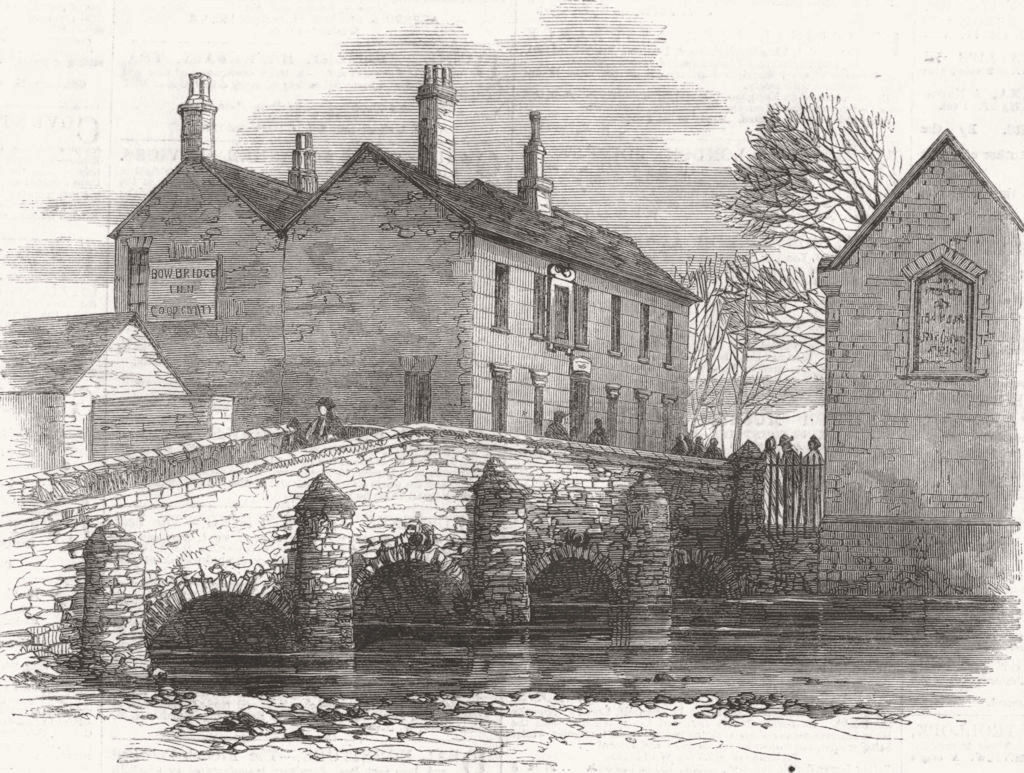 LEICS. The old Bow Bridge, Leicester 1861 antique vintage print picture