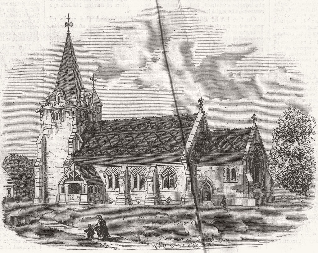 SUSSEX. St Giless Church, Dallington, Sussex 1864 old antique print picture