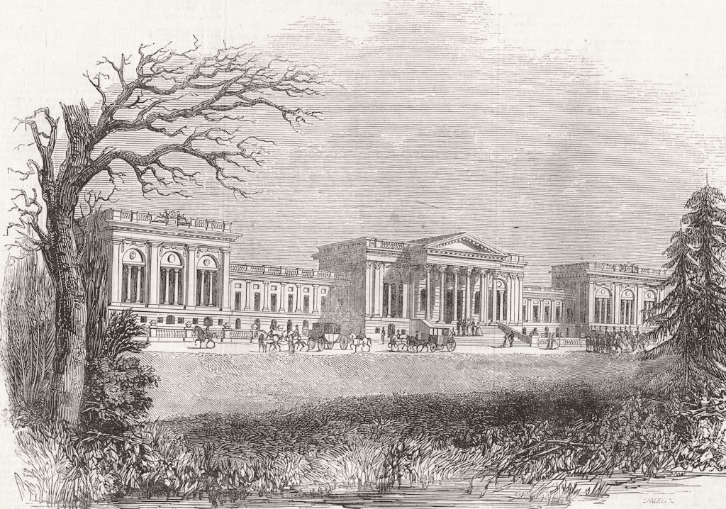 BUCKS. Stowe-The garden front 1845 old antique vintage print picture
