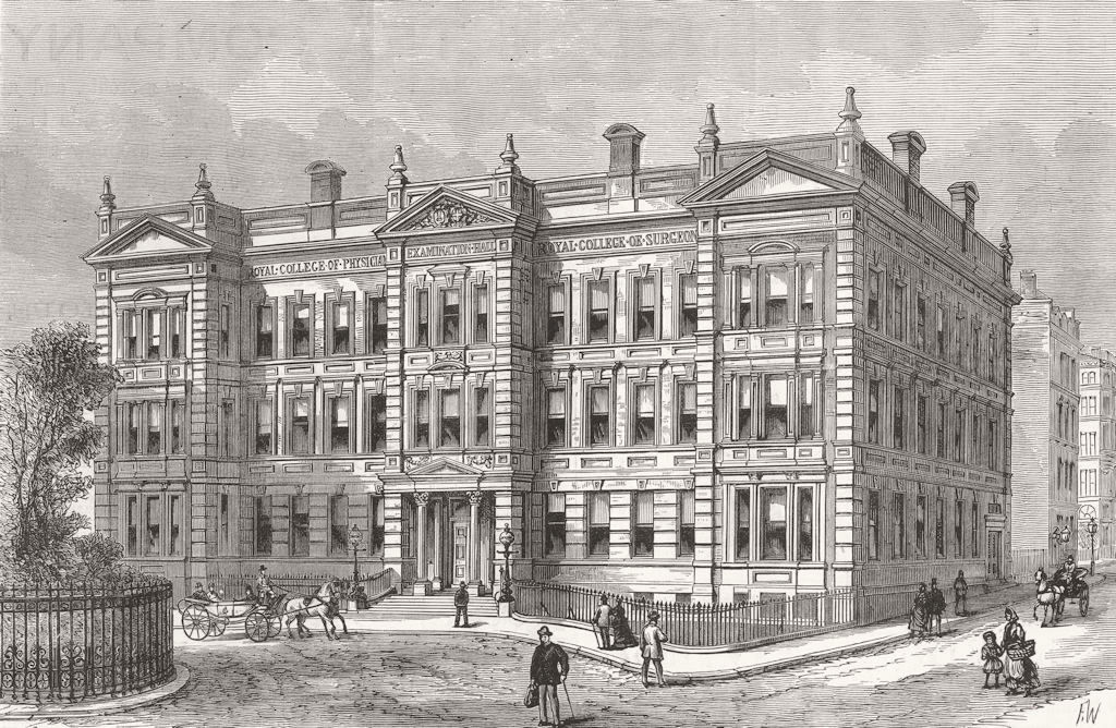 LONDON. Medical Exam Hall, Savoy Place, Embankment 1886 old antique print