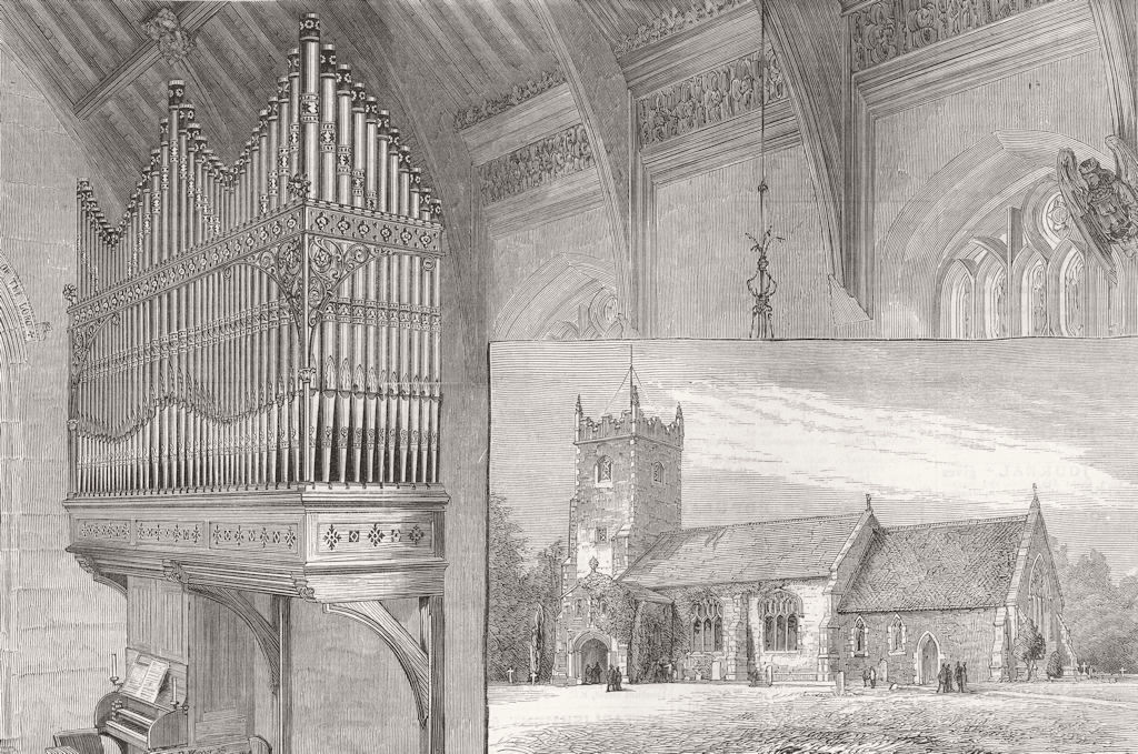 NORFOLK. Church of St Mary Magdalene, Sandringham 1880 old antique print
